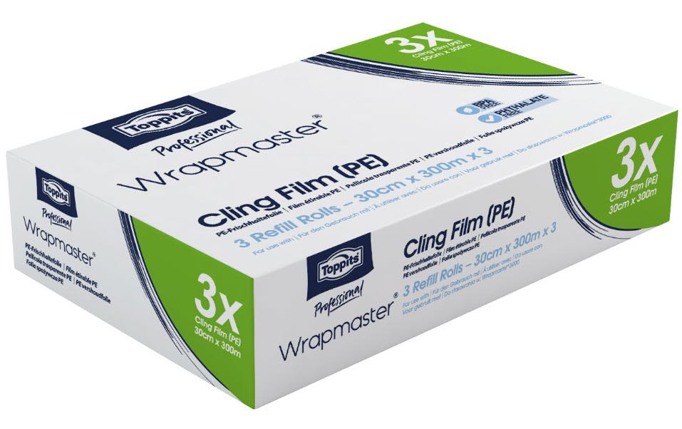 Frischhaltefolie Wrapmaster PE 30 cm 3 Stück, TransparentNachfüllrolle