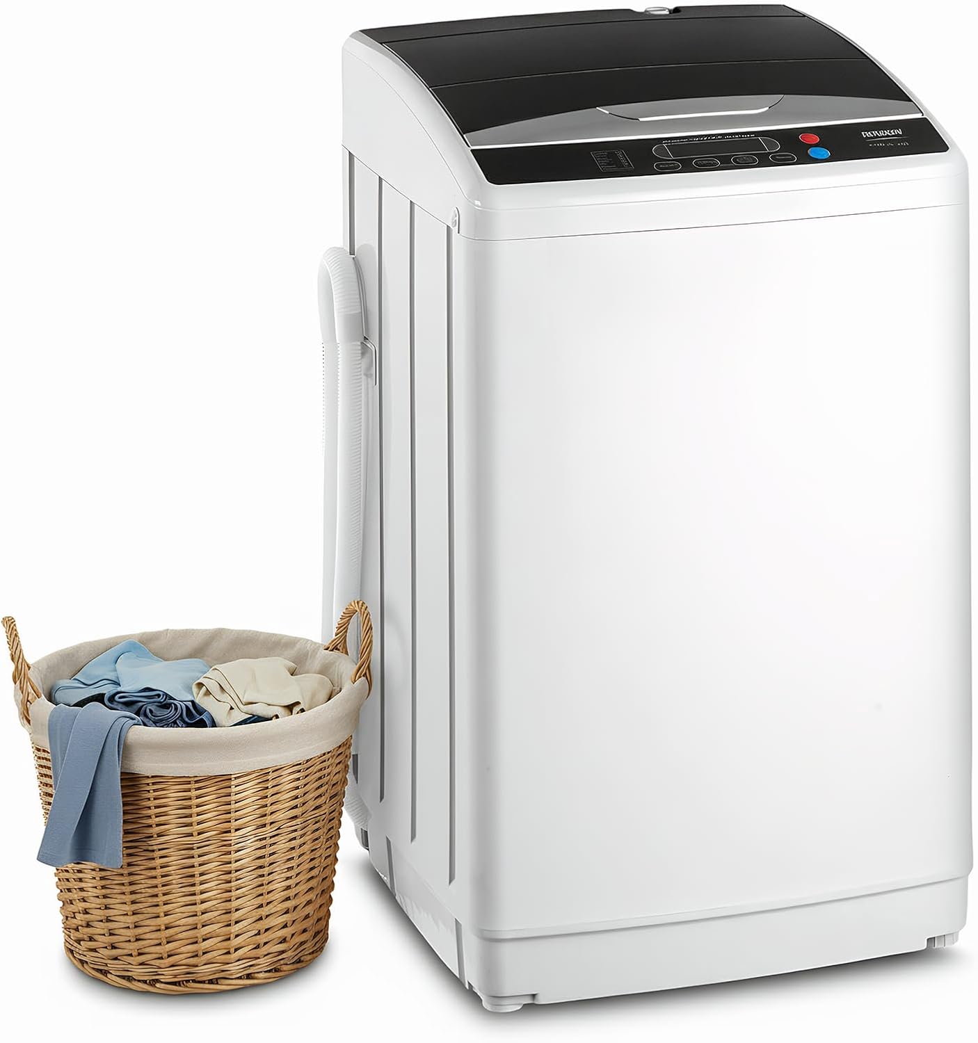 Bonnlo Waschmaschine Toplader 7KG, Toplader Waschmaschine mit 10 Waschprogramm & 5 Wasserstände, Kleine Waschmaschine 24H-Timer, 60-70 dB, 56.5× 57× 91 cm