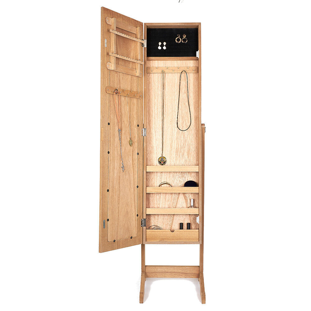 Miroir psyché range bijoux sur pieds en bois