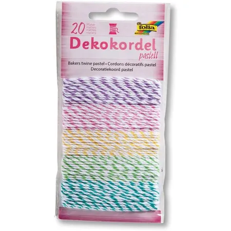 Folia Dekokordel Pastell, 5 farbig sortiert, je 5 m