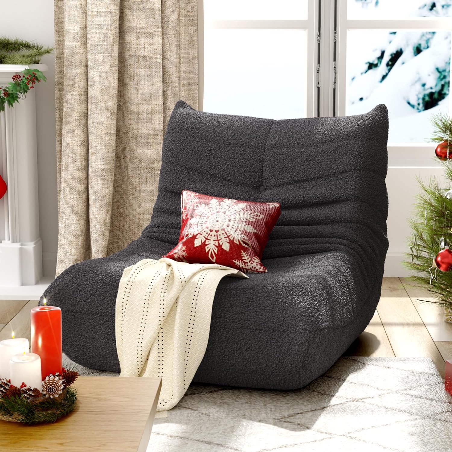 okwish Sitzsack Sofa Bodensofa, Bodenstuhl mit Rückenlehne, Lesesessel Bequem XXL, Lazy Sofa, Bean Bag Chair für Schlafzimmer Wohnzimmer, Liegesessel Grau