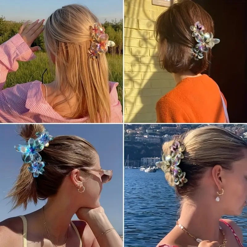 (11cm) Haarspange Klammer Krallen Clip Haar Accessoire Blumen - Pink
