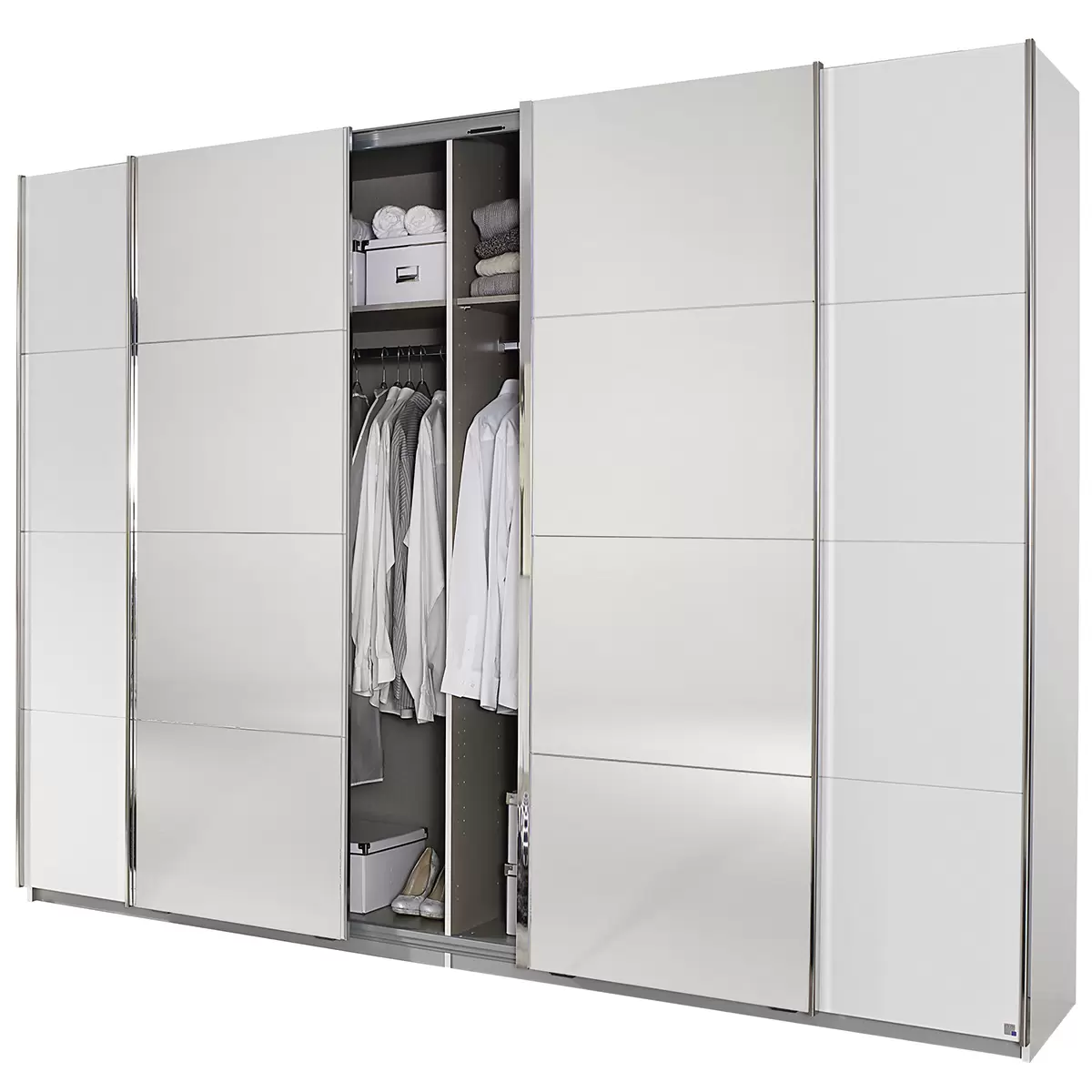 Schwebetürenschrank 4trg. Syncrono-A weiss