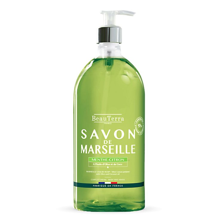 Savon de Marseille menthe citron corps mains 1 Litre