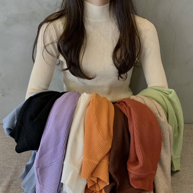 Maido - Gebreide top met lange mouwen en mock-neck