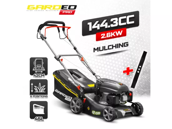 Tondeuse thermique autotractée 144.3cc - 42cm livrée avec 2 lames + mulching - Gardeo Pro