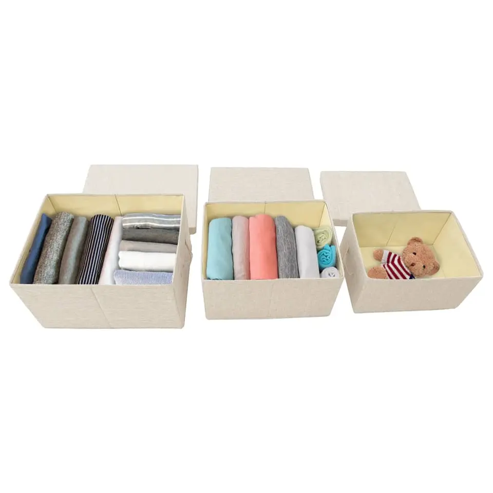 vidaXL - Opbergbox Opbergboxen - Crème - Stof