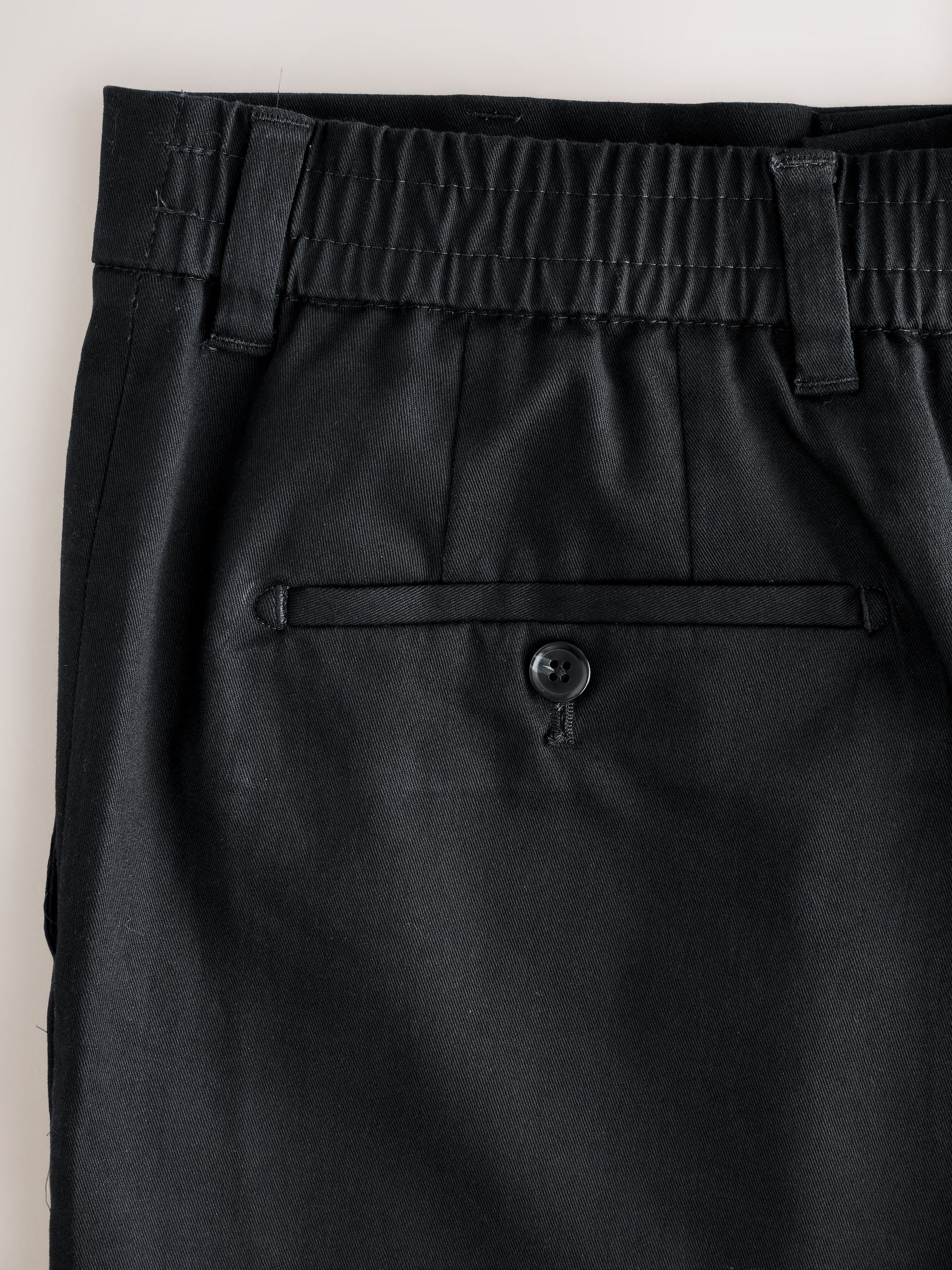 Zwart - Regular Tapered Fit Smart Cotton Chinos with Elasticated Back and Stretch