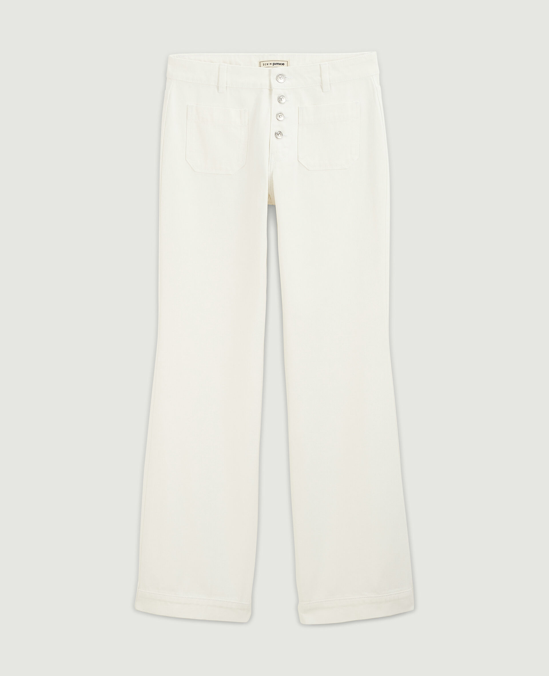 Jean flare taille haute boutons apparents - Blanc