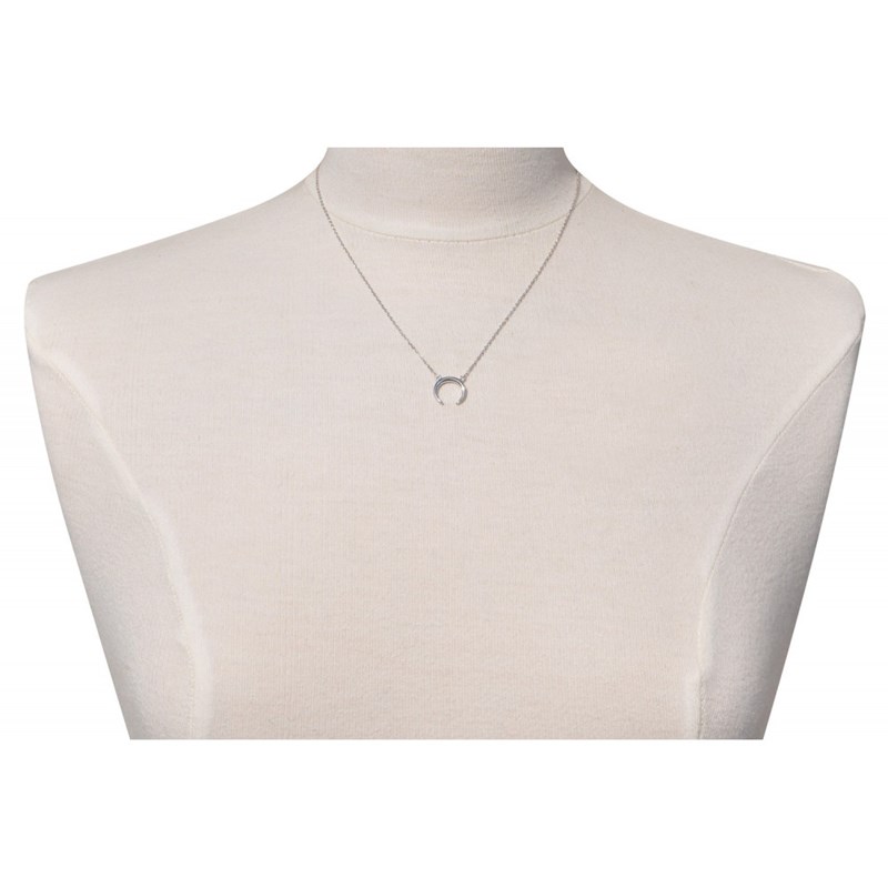 Collier Argent Rhodié Croissant de Lune - Petit Modèle
