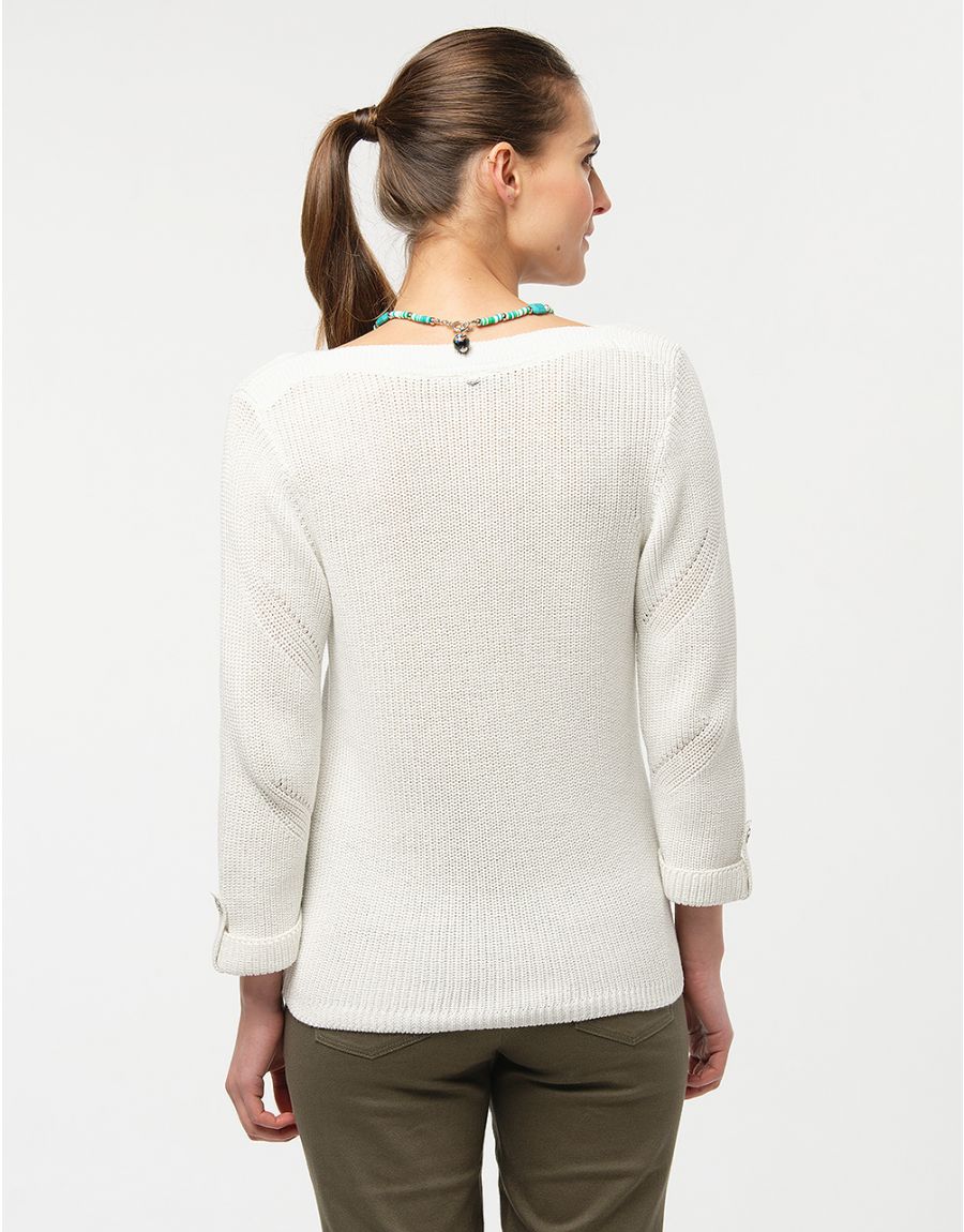 Pull blanc col bateau