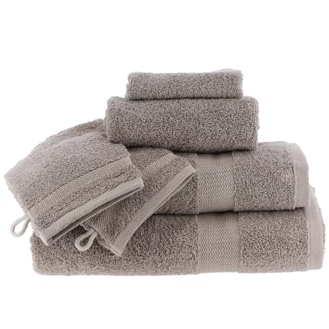 Lot de 2 gants de toilette coton (15 x 21 cm) Timeless Taupe