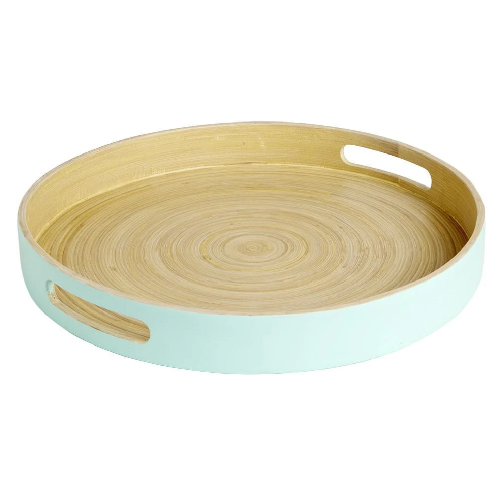 Plateau bambou contour coloré 35x35xH5cm