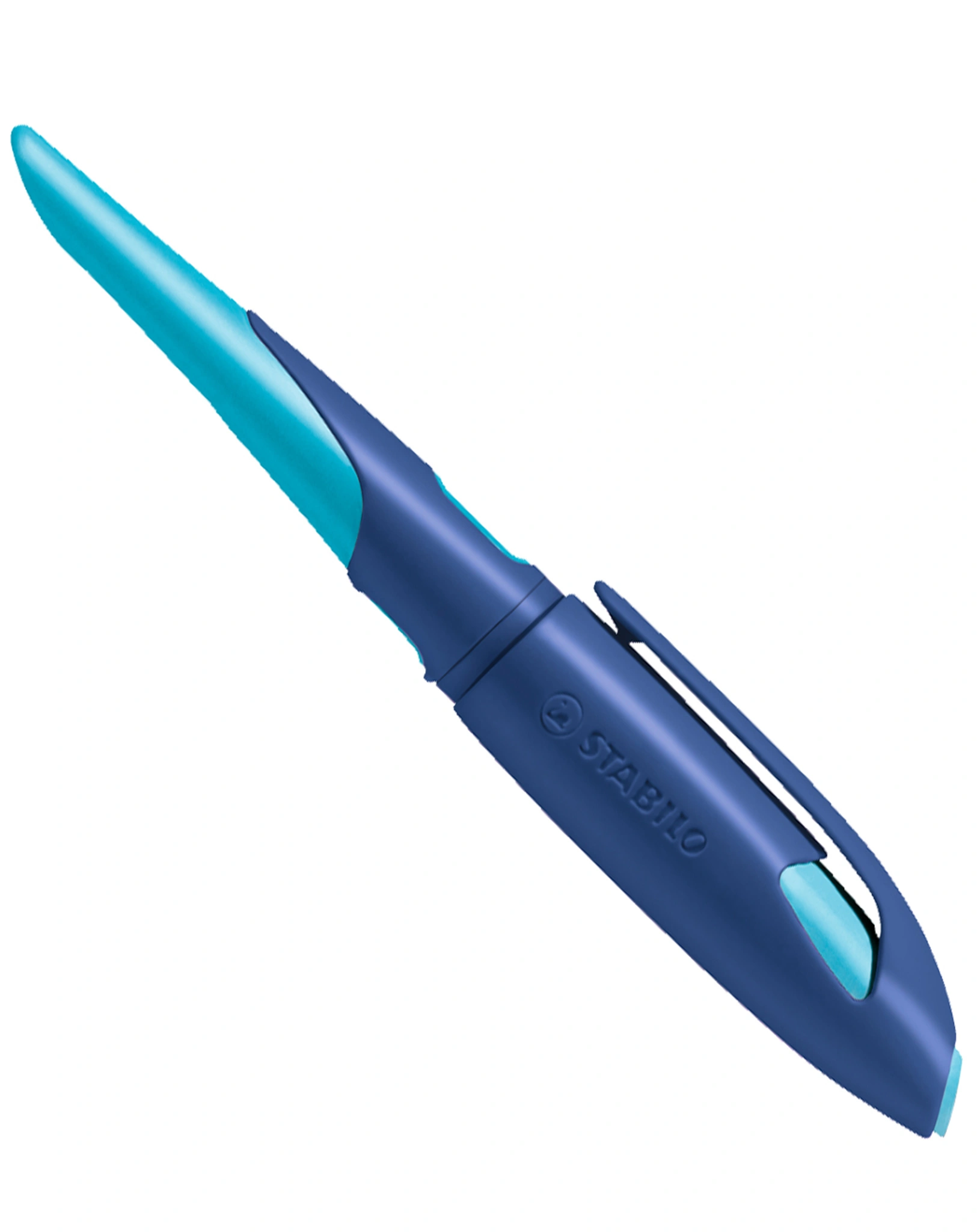 Schulfüller STABILO® EASYbirdy Feder A für Linkshänder in mitternachtsblau/azur