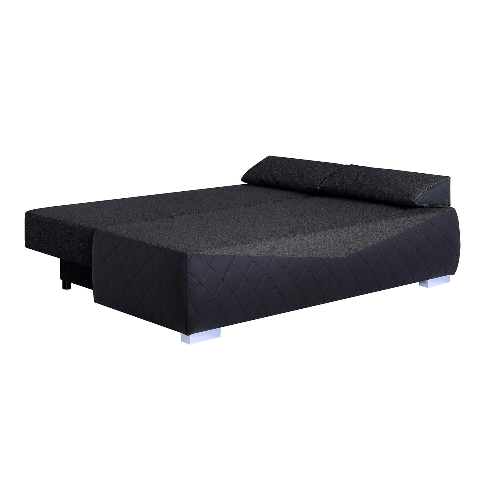 Boxspringsofa - schwarz-anthrazit - Karosteppung - Dauerschläfer