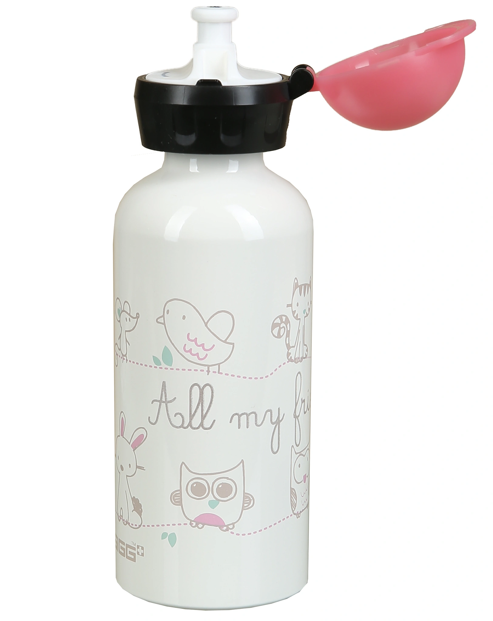 Aluminium-Trinkflasche ALL MY FRIENDS (0,4L) in weiß/pink
