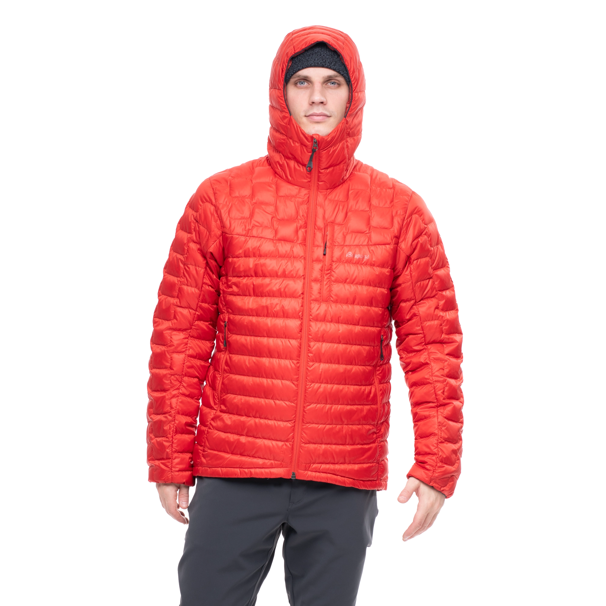 Magma Light Down Jacket w/Hood Herre Dark Brick