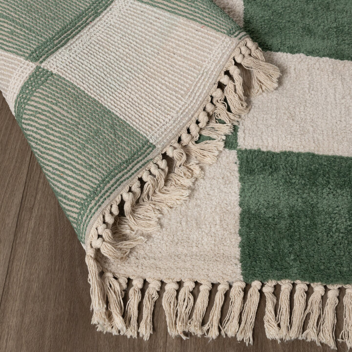Checkerboard vloerkleed - Blox Fringe Groen