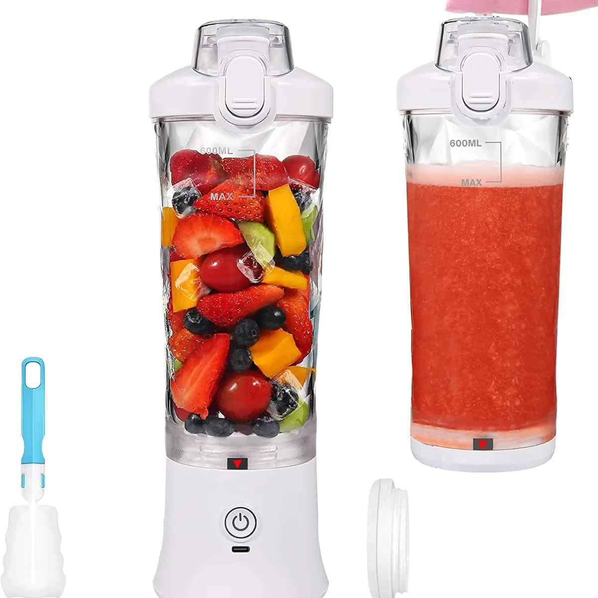 Blender électrique Smoothie 0,6L 240W avec USB-C rechargeable blanc Ve