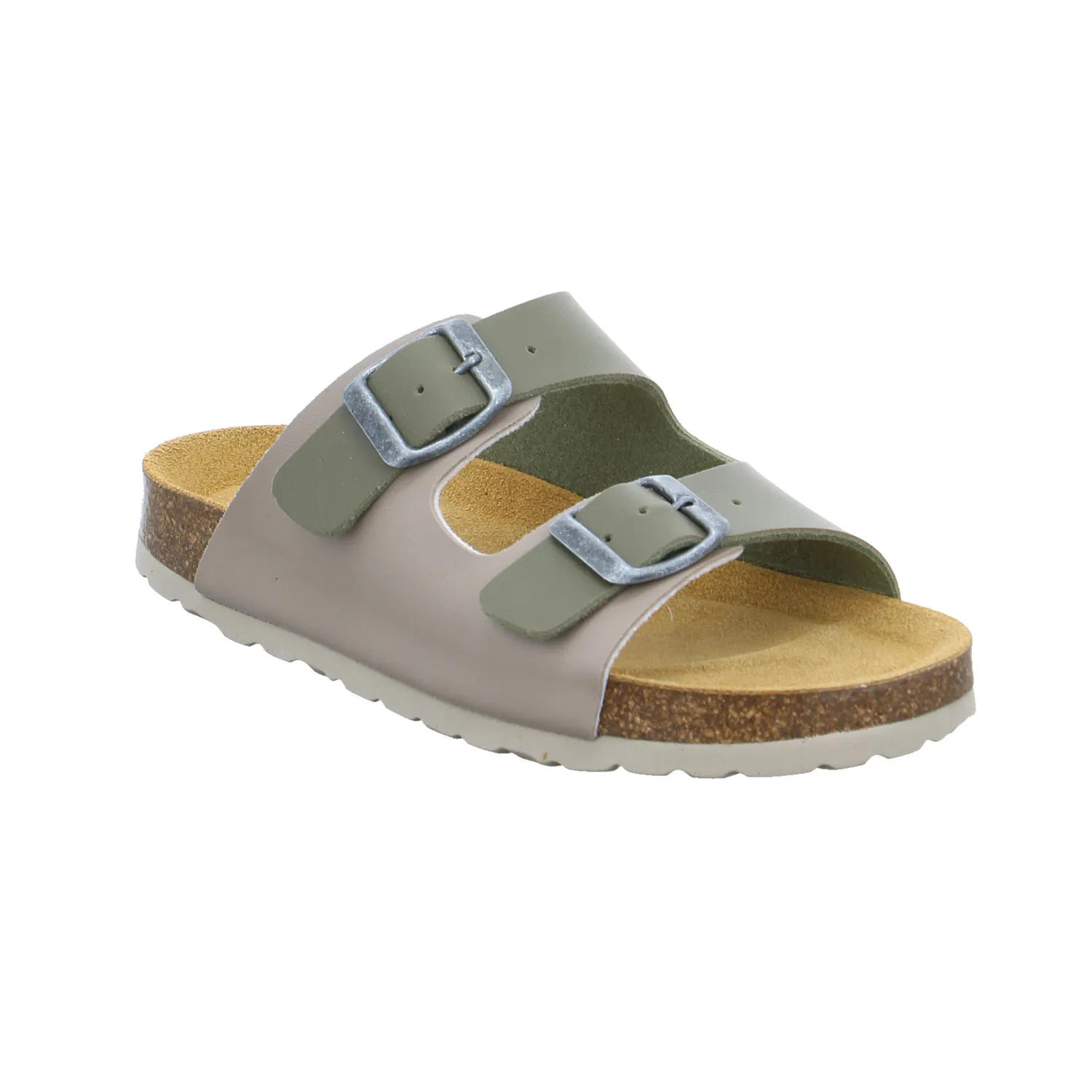 BIOLife Kinder-Pantolette Olive Lederimitat  Unisex