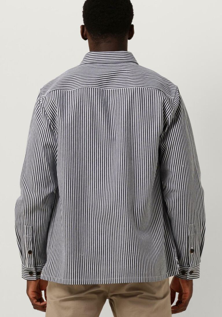 ANERKJENDT donkerblauwe anerkjendt overshirt akoscar canvas stripe os