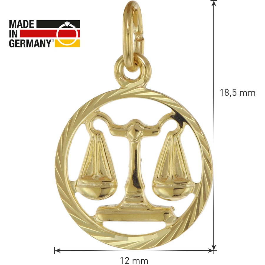 trendor Kinder Sternzeichen Waage 333 Gold + goldplattierte Kette gold