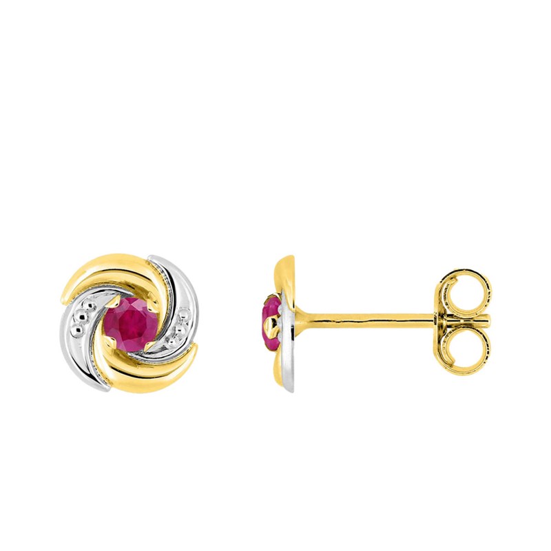 Boucles d'oreilles femme - rubis - Or 18 Carats