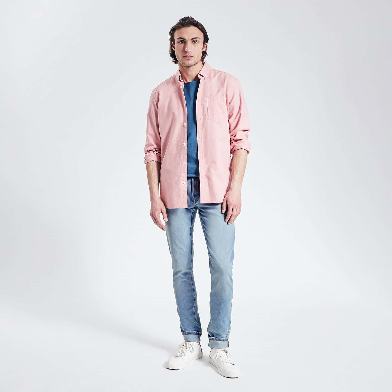 Jean slim en coton et polyester recyclés waterless Bleu moyen
