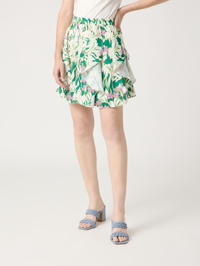 Jupe à volants motif floral