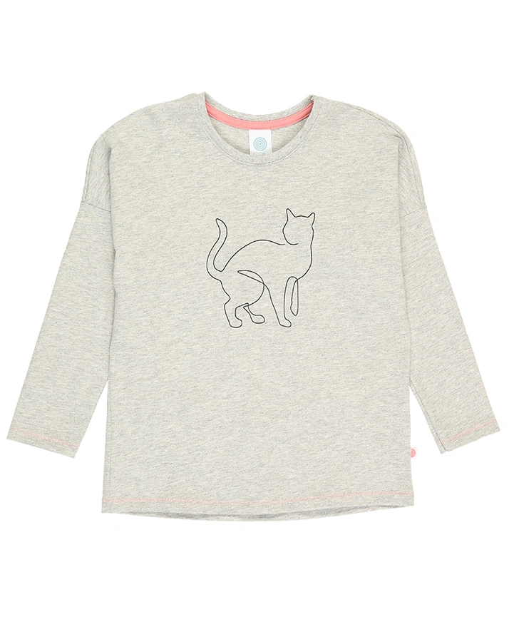 Schlafanzug lang SAN – FANCY CAT in stone melange