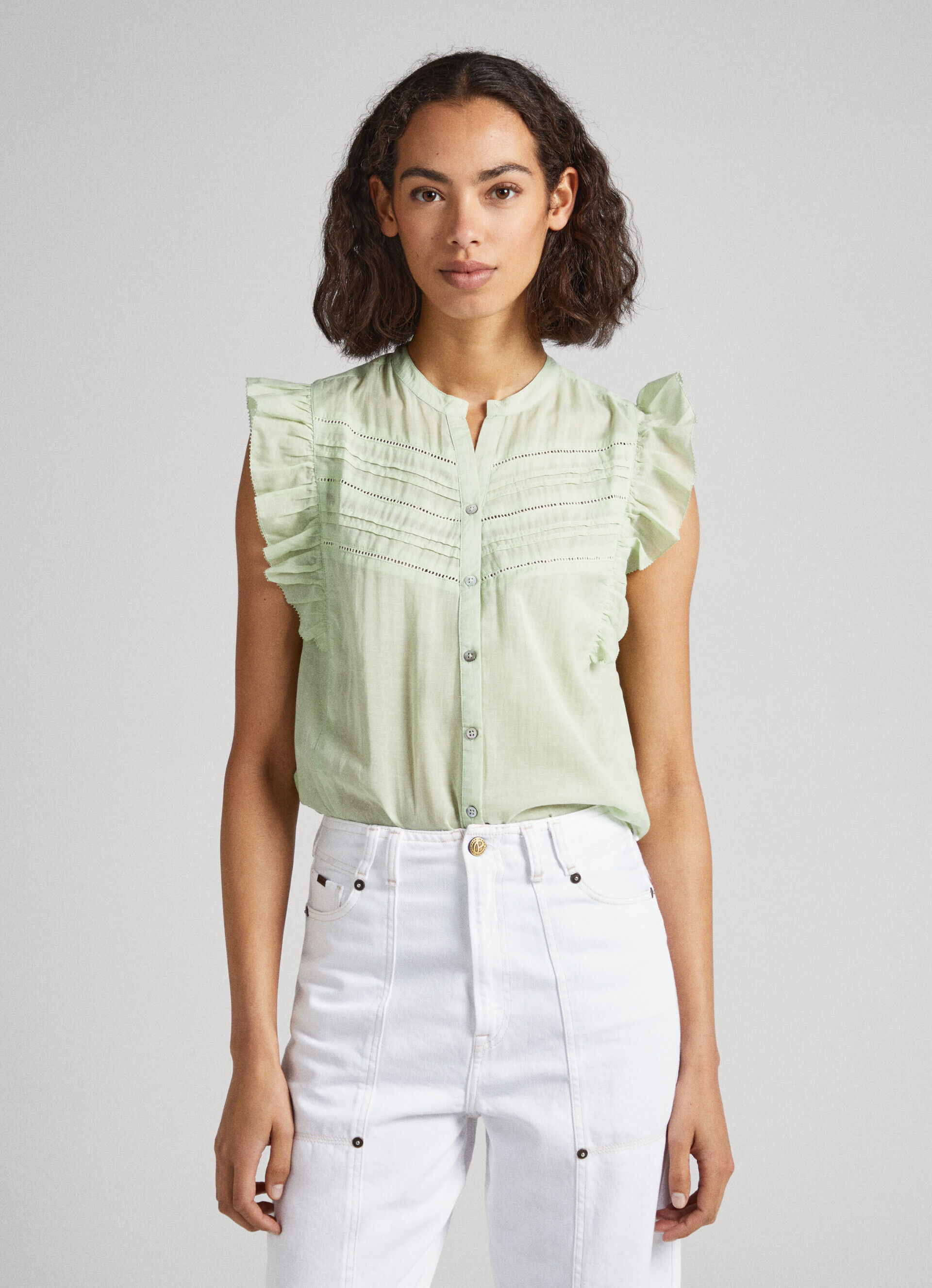 Blusa com mangas borboleta - verde claro