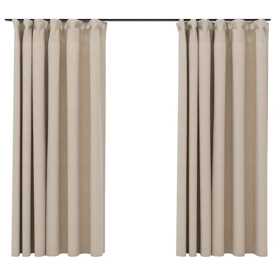vidaXL - Gordijn - Beige - Stof - 140 x 175 cm - 2 stuks