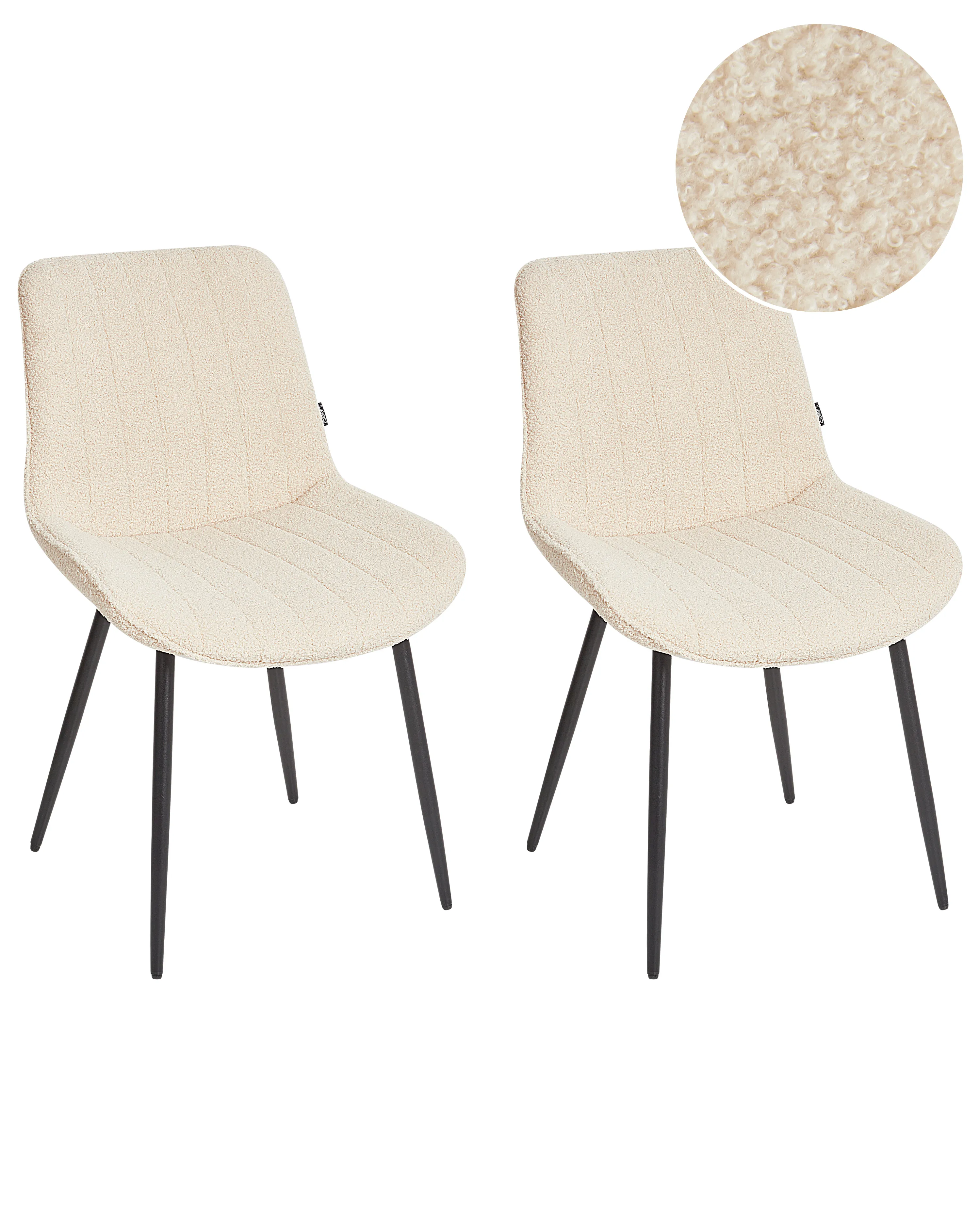 Set van 2 eetkamerstoelen DUBROVNIK Bouclé Lichtbeige