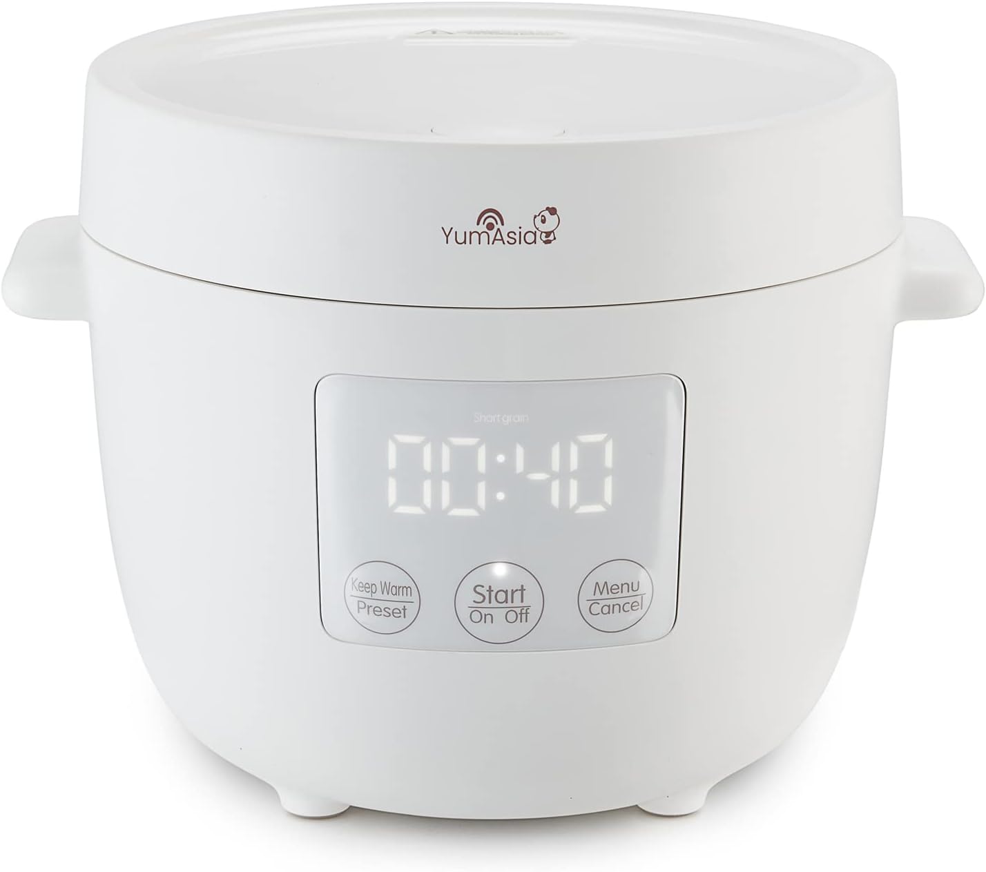 Yum Asia Tsuki Mini-Reiskocher mit Shinsei-Keramikschüssel (2,5 Tassen, 0,45 Liter), 5 Reiskochfunktionen, 2 Multicooker-Funktionen, verstecktes LED-Display, 220–240V (Pebble White)
