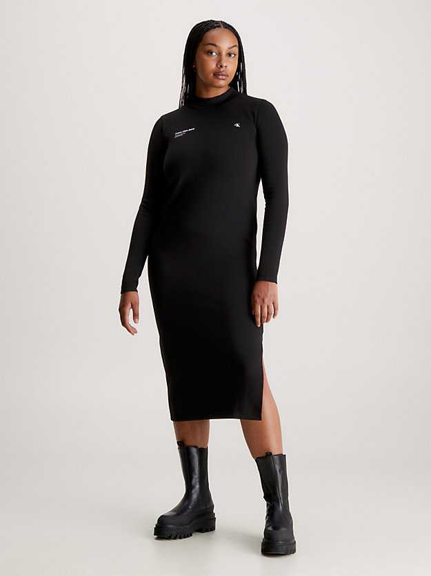 Vestido midi justo em malha de algodão