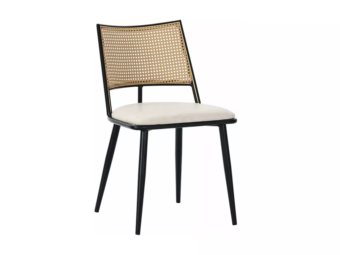 Chaises à dossier en rotin noir - siège en pu, lot de 2,d50cm×h80cm