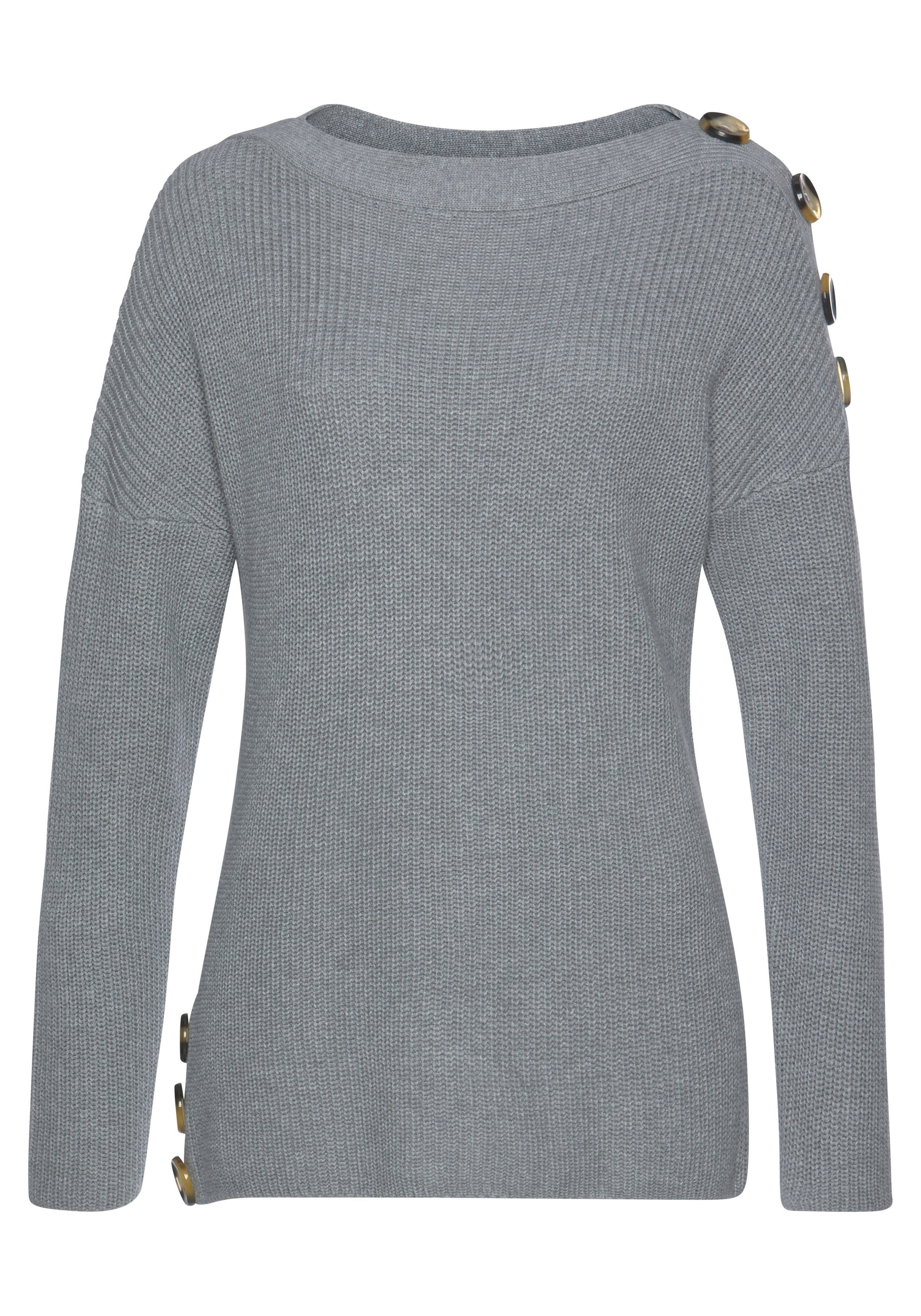 LASCANA Strickpullover , mit Knöpfen im Off-Shoulder-Style, Damenpullover aus Baumwoll-Mix