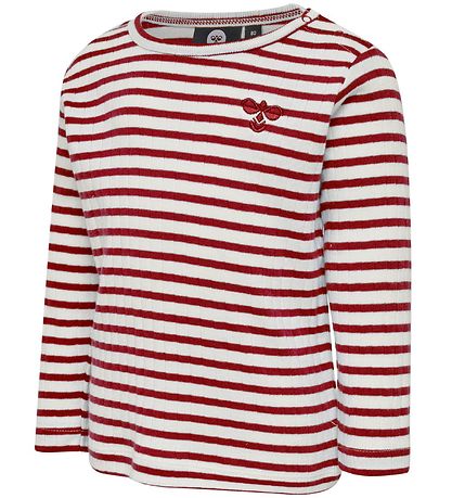 Hummel Pullover - HMLRumle - Weiß/Bordeaux gestreift