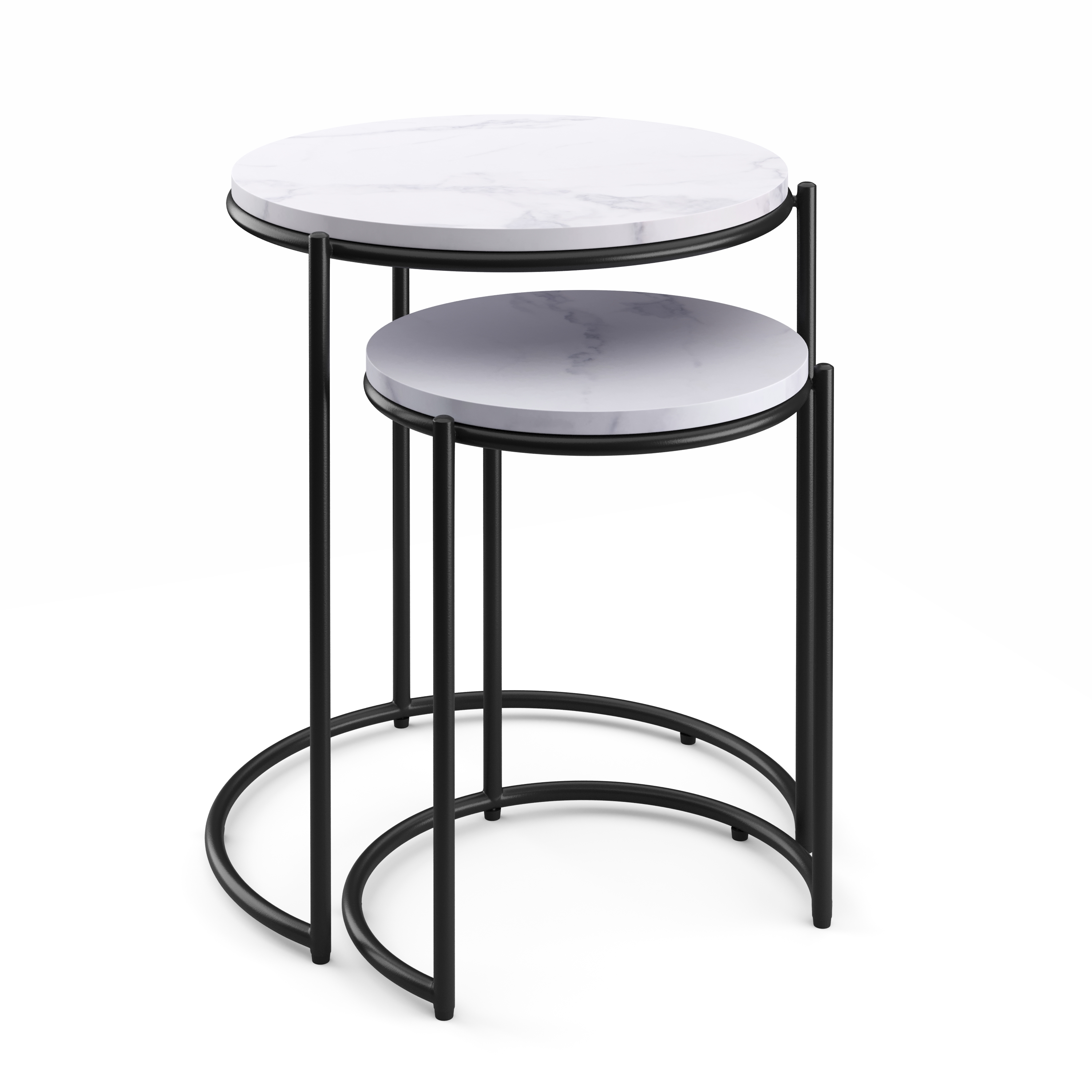 Beistelltisch Metall FINA rund 2-teilig weiss/schwarz