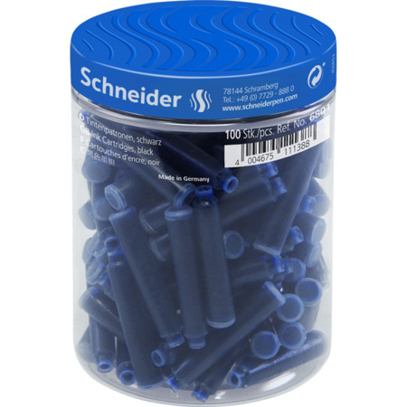 Schneider Tintenpatronen 100 Stück Tintenpatronen-Runddose 100er - blau