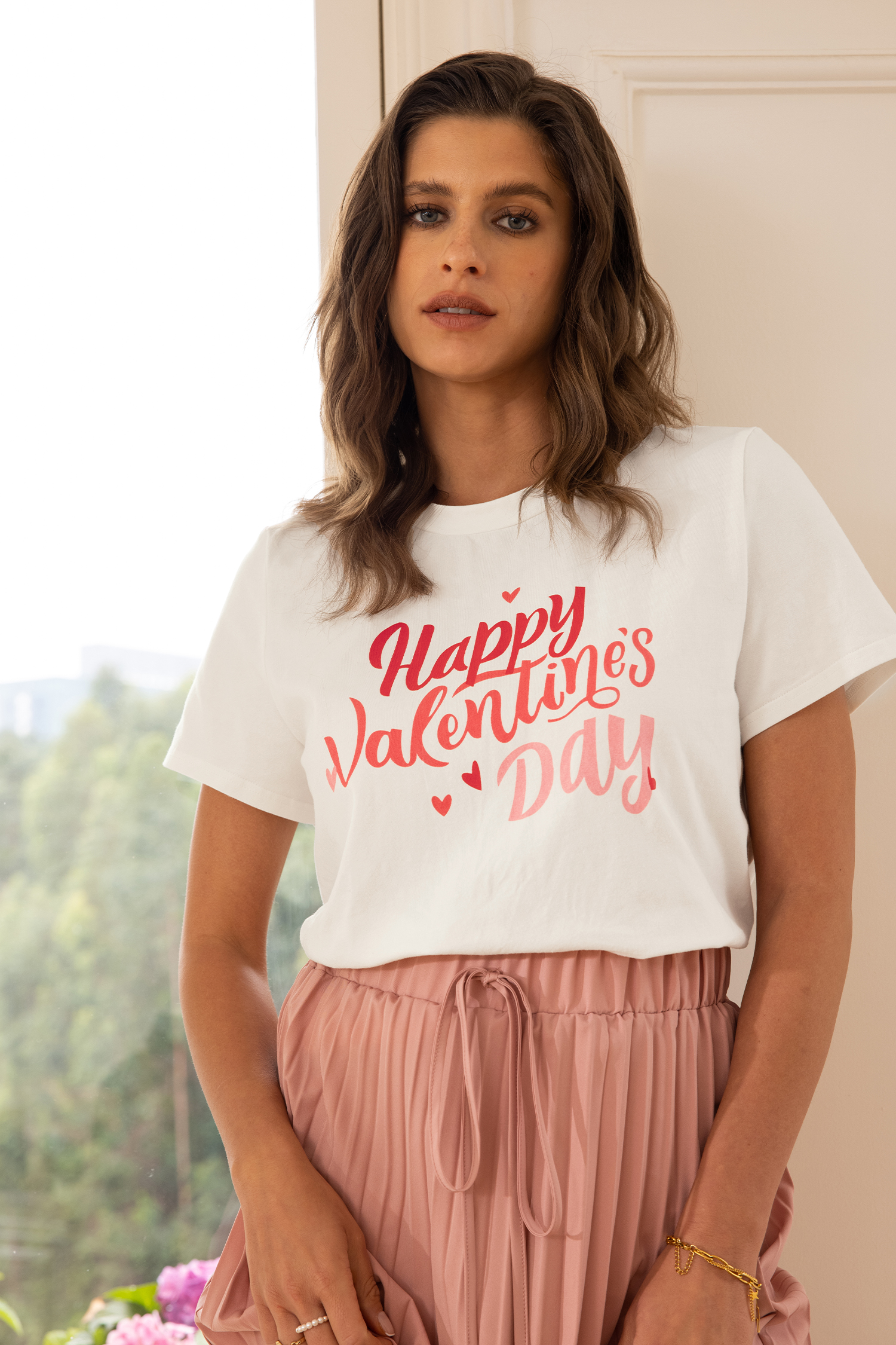 T-shirt à graphique de la Saint-Valentin blanc