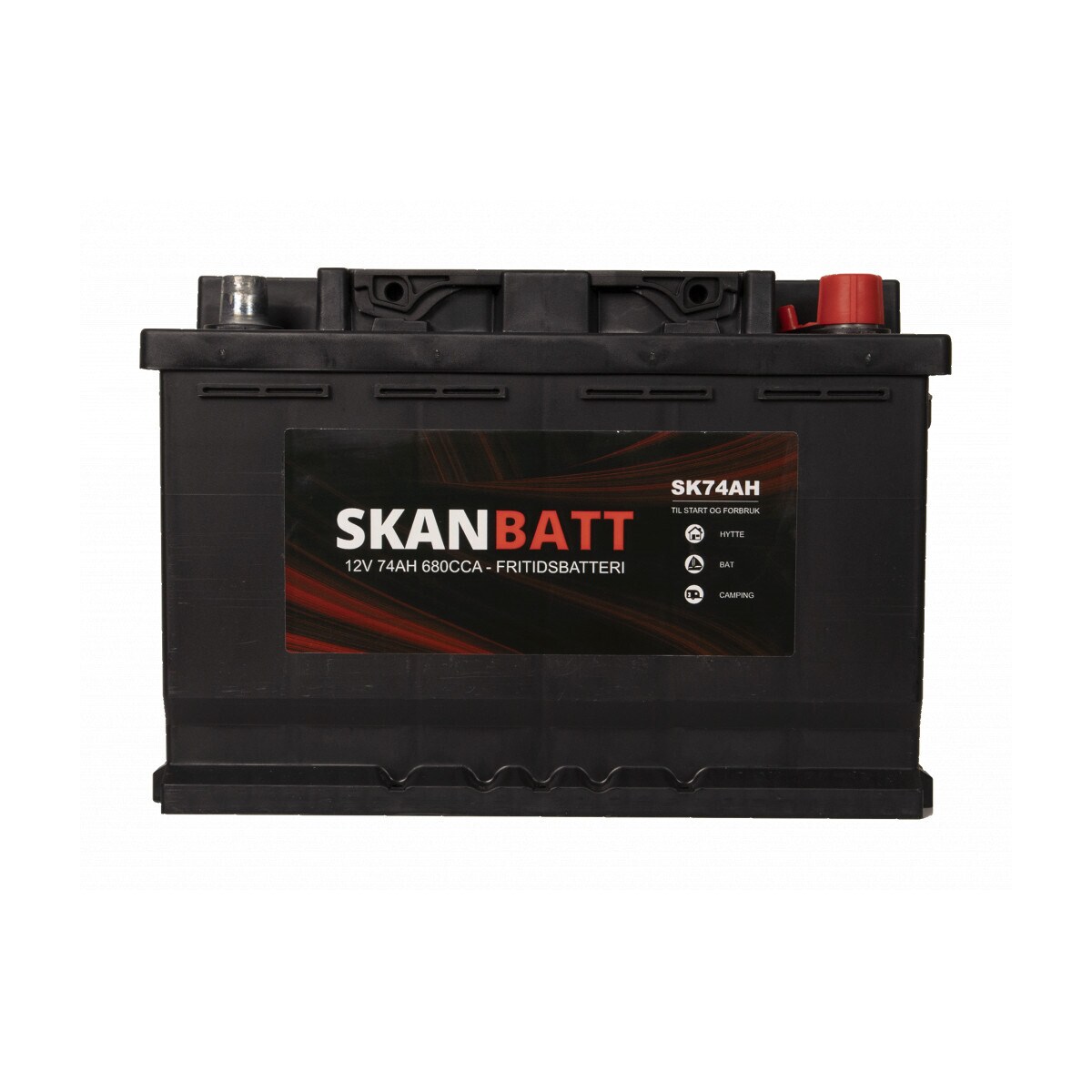 SKANBATT Fritidsbatteri 12V 74AH 680CCA (278x175x190/190mm) +høyre