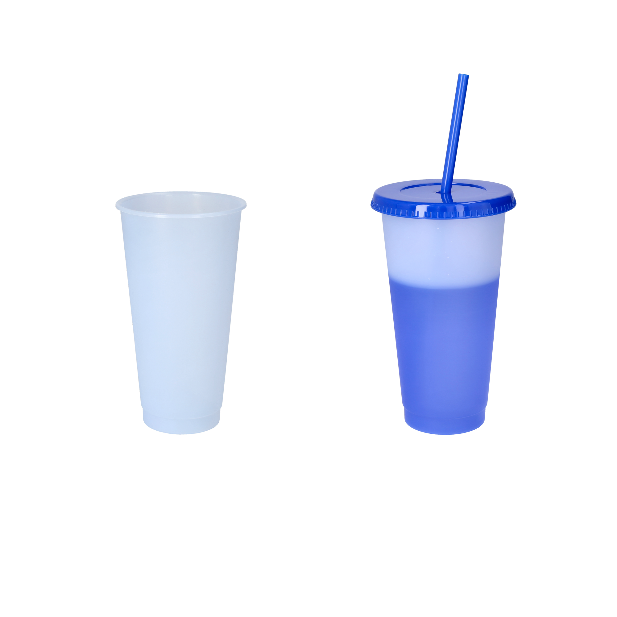 (30-tlg. Set) 550ml Farbwechsel Trink Becher Mehrweg Party Getränke Cup mit Deckel   Strohhalm - Assortiert