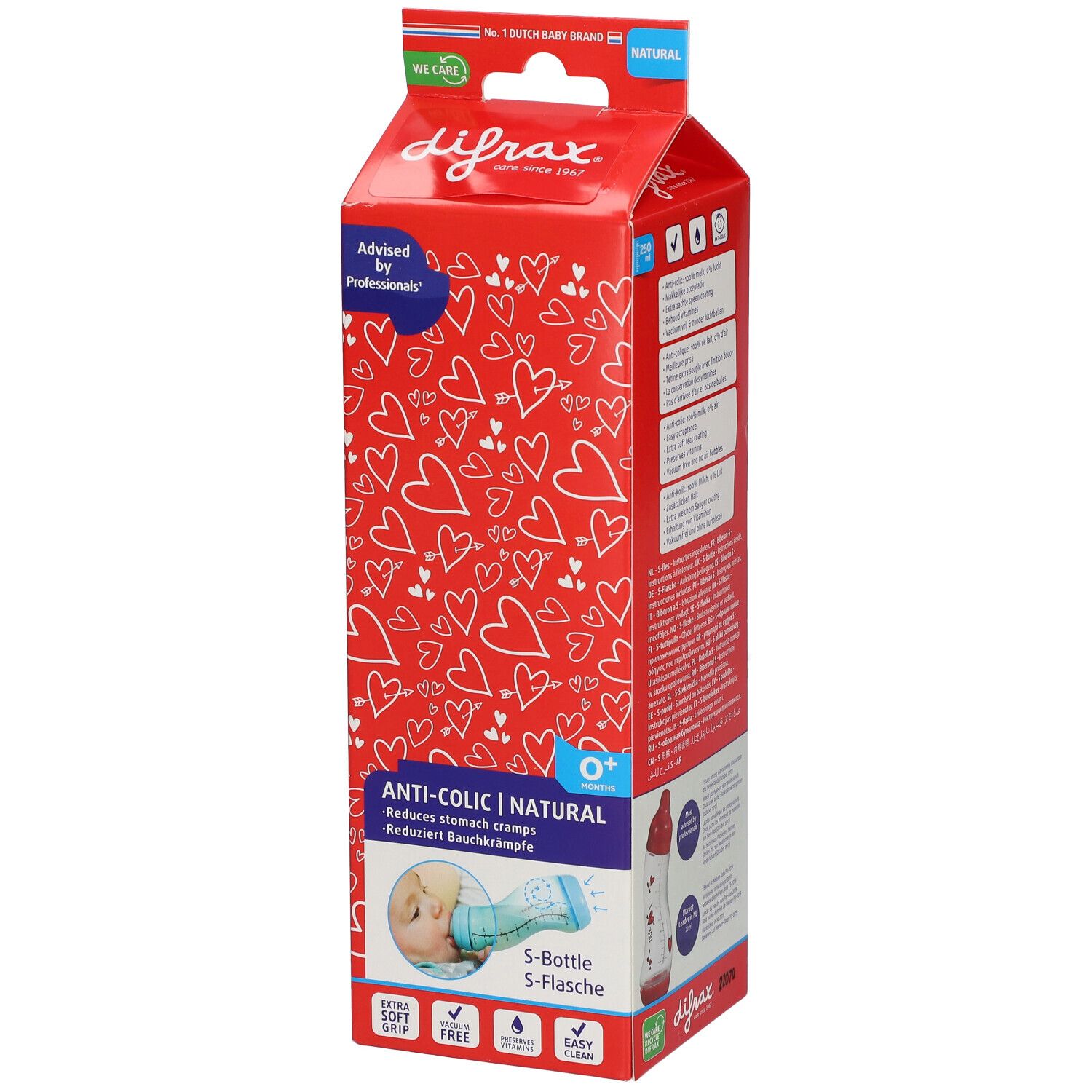 difrax® Anti-Kolik Babyflasche S Natural - I Love You 250 ml