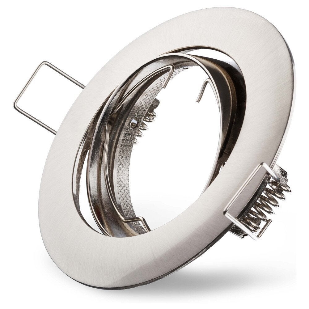 Inbouwring voor inbouwspots, max. 75 mm, rond, met bevestigingsclips, max. 50 W, geborsteld roestvrij staal
