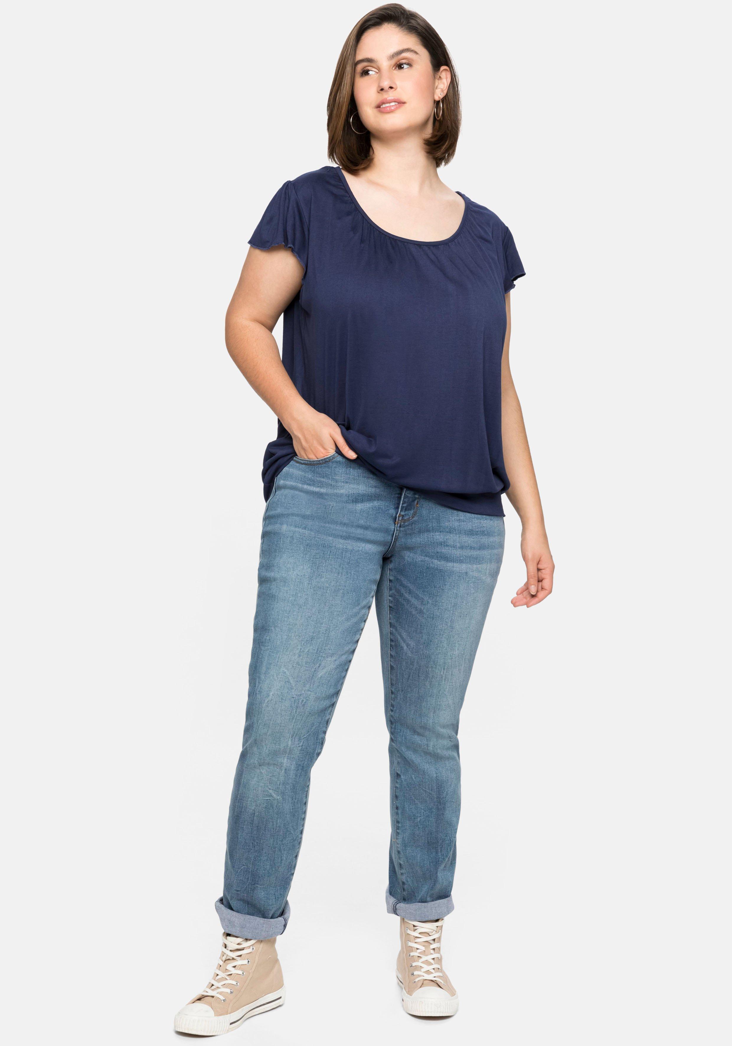 T-Shirt mit Flügelärmeln und breitem Bund