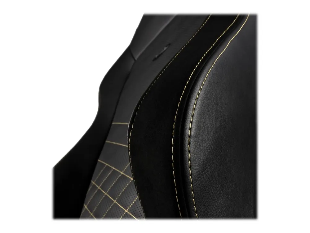 Noblechairs Hero - Stol - ergonomisk - armstøtter - T-formet - vippe - drejeled - aluminium, polyurethan, stål, memory foam, polyuretan vegan falsk læder - sort, guld