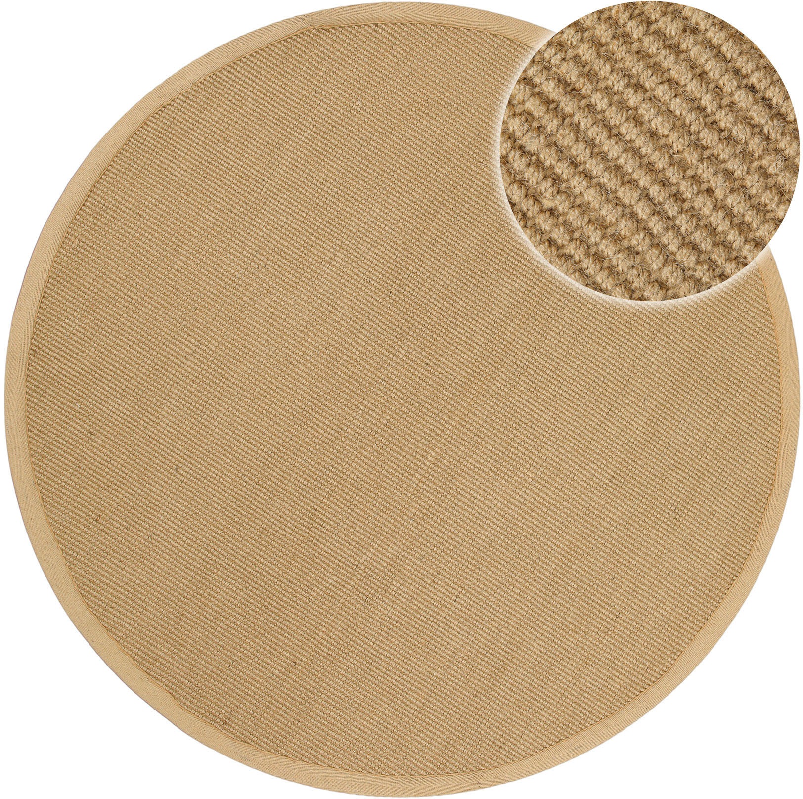 GOODproduct Teppich »Liora« rund 5 mm Höhe Flachgewebe, Jute in Sisal Optik, Esszimmer, Flur, uni farben