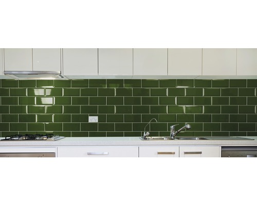 Metrotegel met afgeschuinde rand, Verde Botella glanzend, 10 x 20 cm