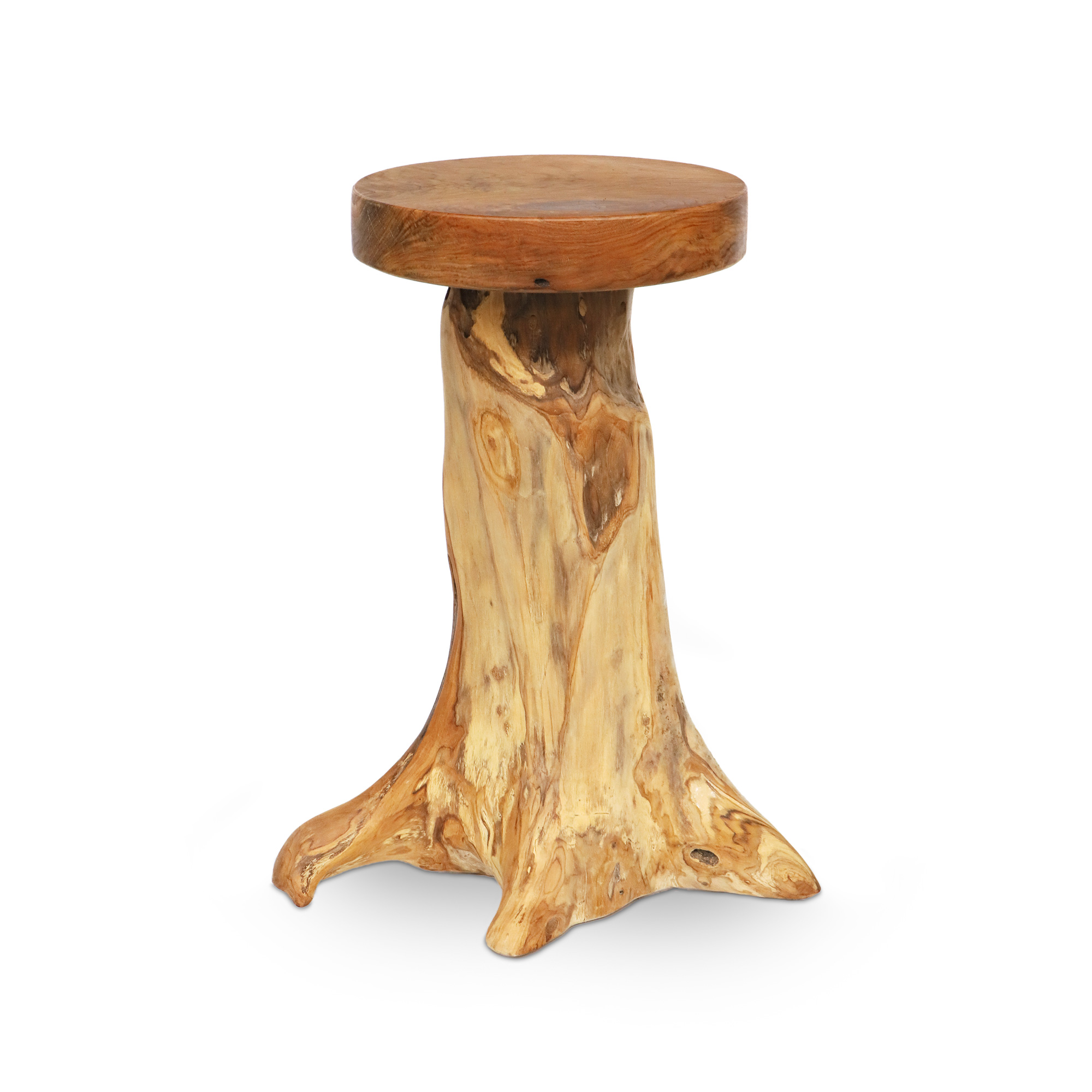 Barhocker aus Teak-Wurzelholz, natur, Ø 39 cm, H 75 cm von fischer's lagerhaus